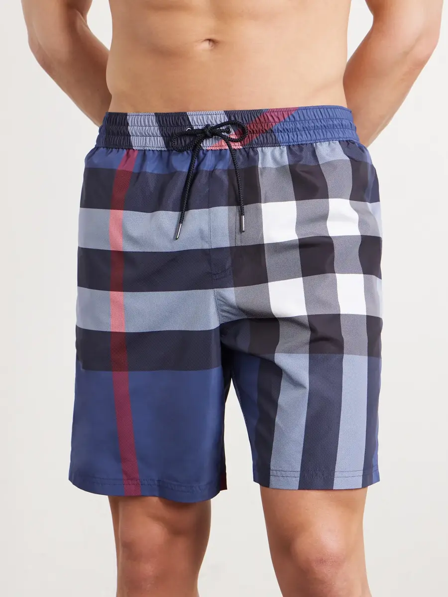 Burberry Straight-Leg Mid-Length Checked Swim Shorts - Men | Thumbnail 2 Burberry Straight-Leg Mid-Length Checked Swim Shorts - Men | Thumbnail 2