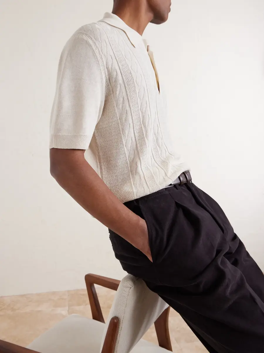 PIACENZA 1733 Silk and Linen-Blend Polo Shirt - Men | Thumbnail 5