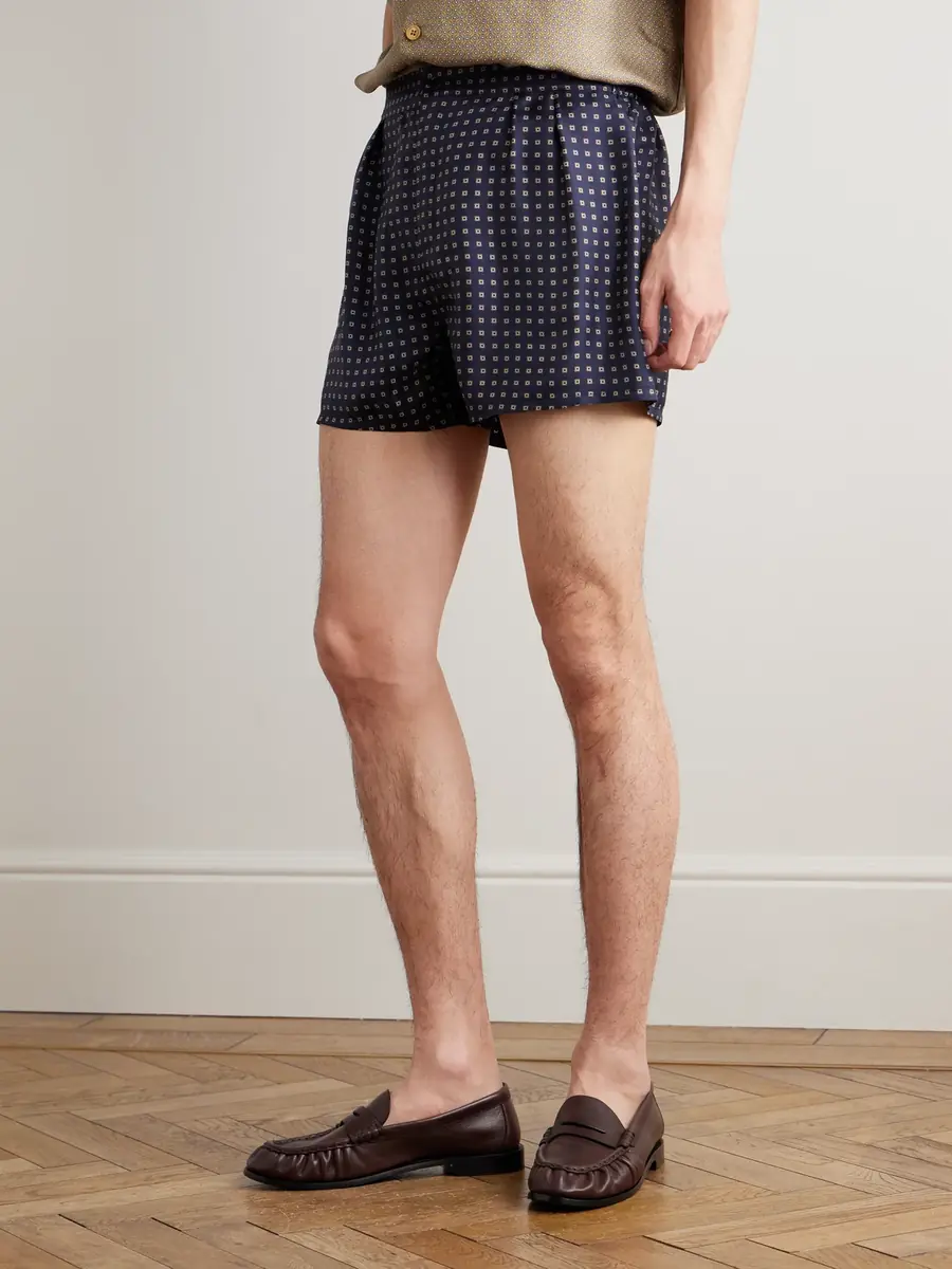 Saint Laurent Straight-Leg Printed Silk-Twill Shorts - Men | Thumbnail 3