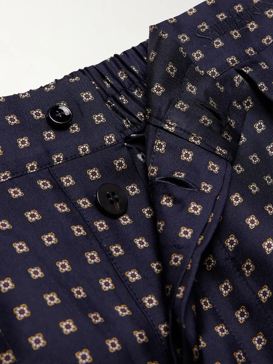 Saint Laurent Straight-Leg Printed Silk-Twill Shorts - Men | Thumbnail 5