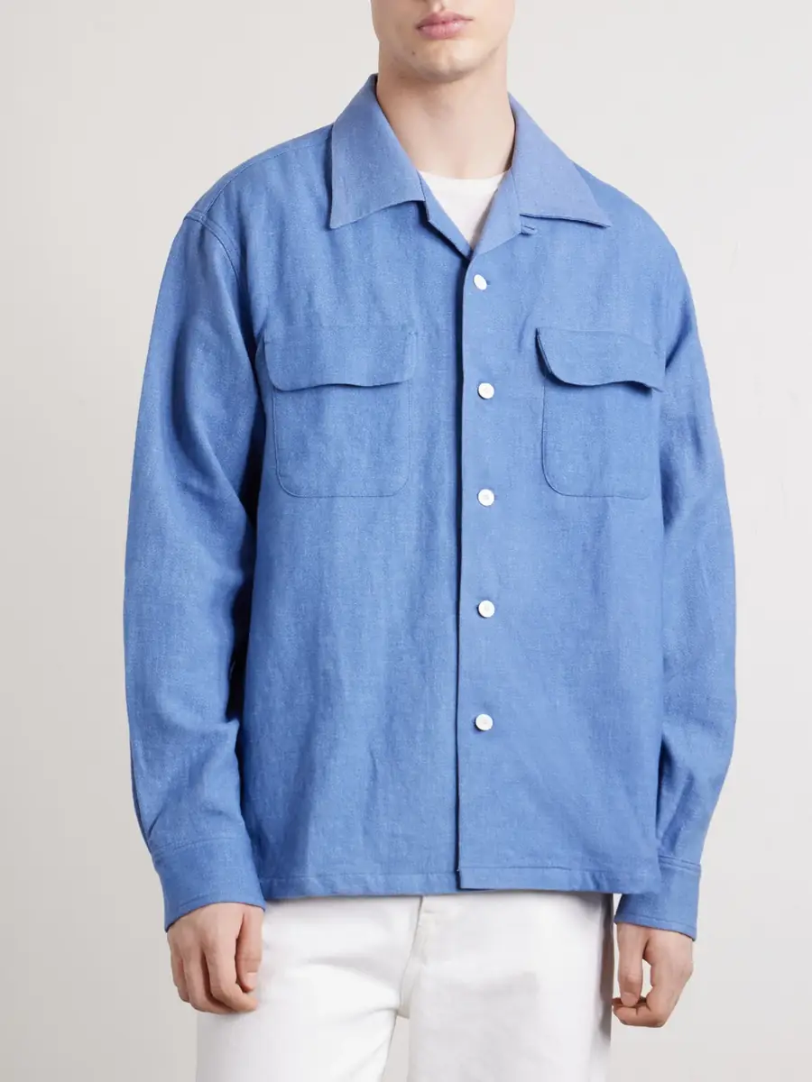 Visvim Carrow Convertible-Collar Wool and Linen-Blend Shirt - Men | Thumbnail 3 Visvim Carrow Convertible-Collar Wool and Linen-Blend Shirt - Men | Thumbnail 3