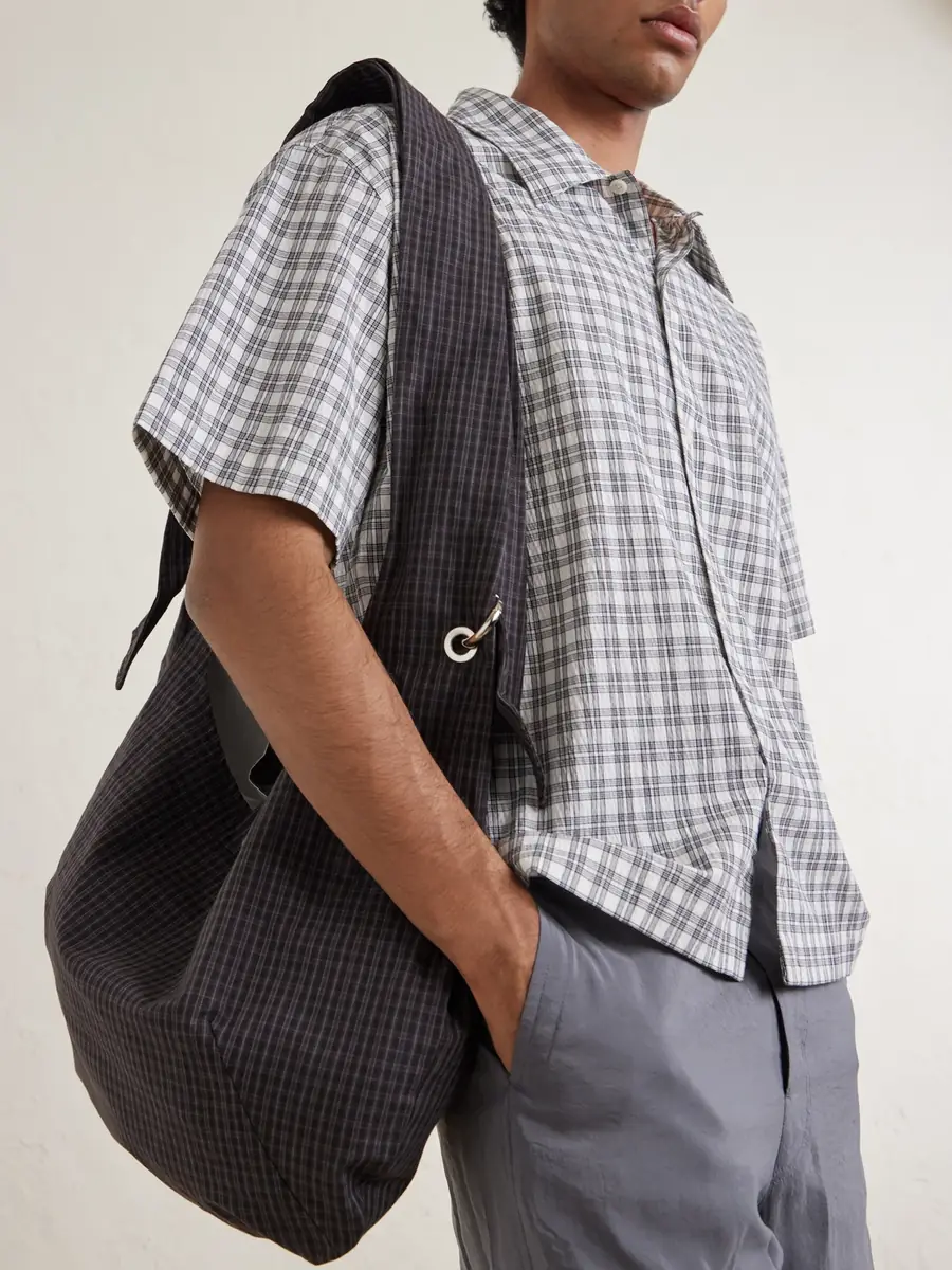 mfpen Eyelet Checked Cotton and Linen-Blend Canvas Shoulder Bag - Men | Thumbnail 3 mfpen Eyelet Checked Cotton and Linen-Blend Canvas Shoulder Bag - Men | Thumbnail 3