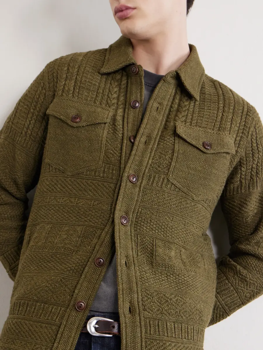 RRL Jacquard-Knit Cotton and Wool-Blend Cardigan - Men | Thumbnail 5