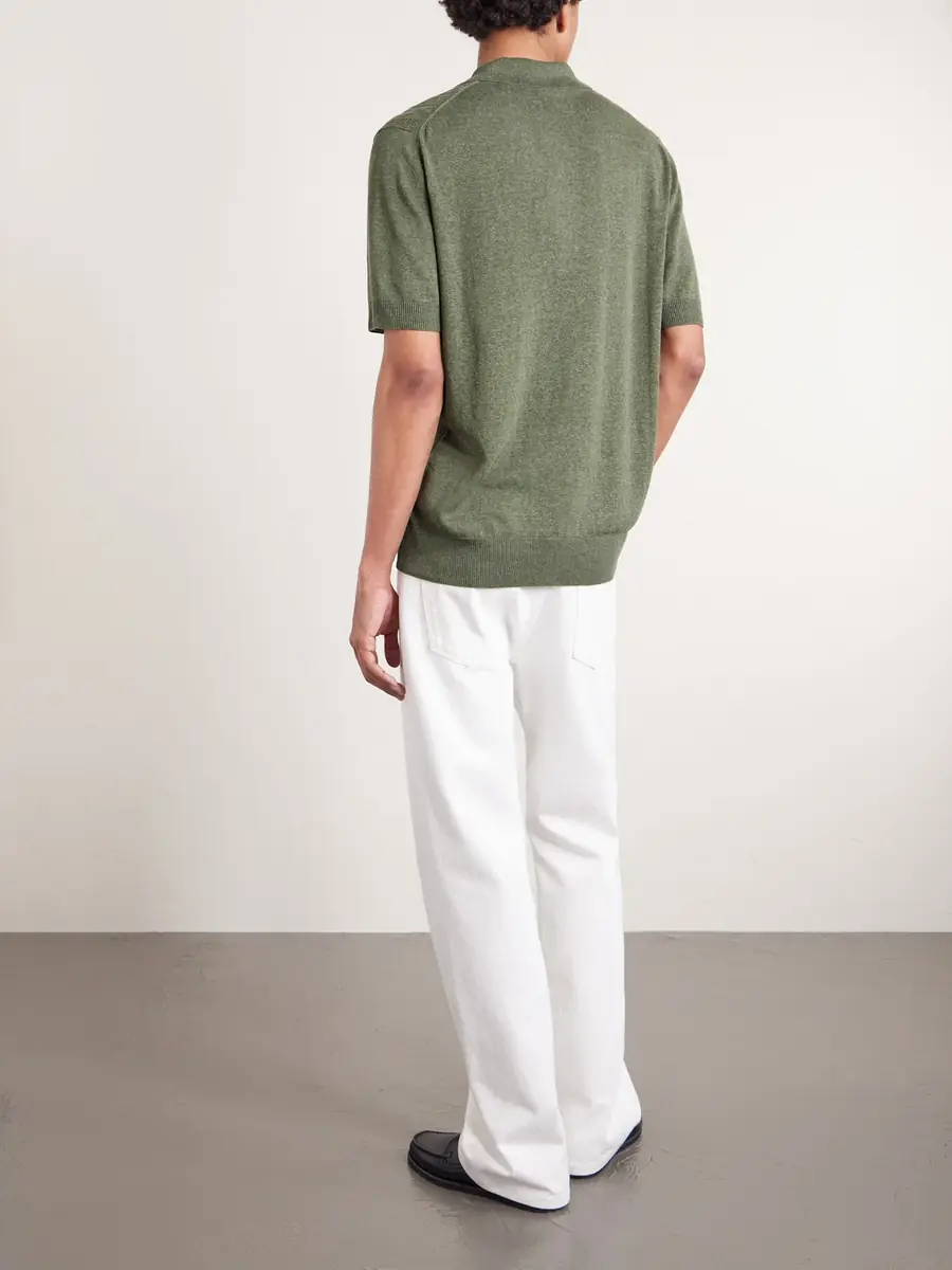 PIACENZA 1733 Silk and Linen-Blend Polo Shirt - Men | Thumbnail 4