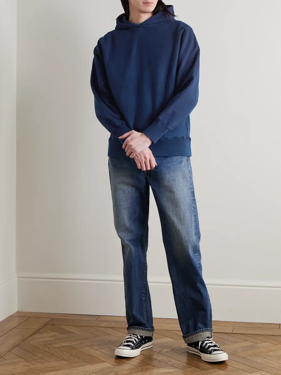 Blue Blue Japan Indigo-Dyed Organic Cotton-Jersey Hoodie - Men | Thumbnail 2