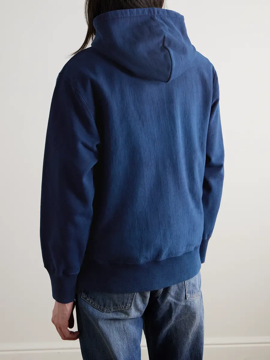 Blue Blue Japan Indigo-Dyed Organic Cotton-Jersey Hoodie - Men | Thumbnail 3