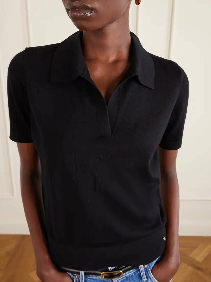 Anine Bing Merino Wool And Cashmere-blend Polo Shirt | Thumbnail 5