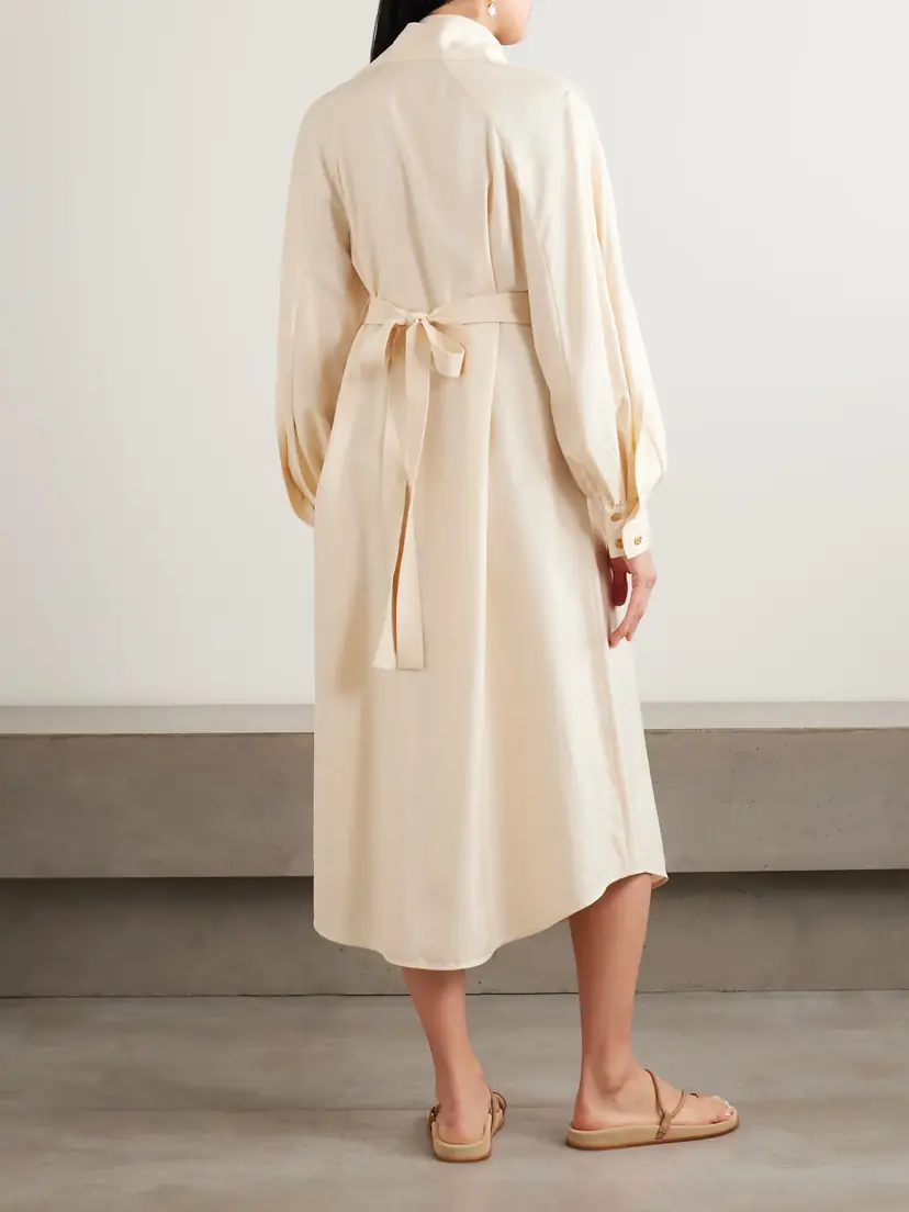 Zimmermann Luna Obi Ruffled Gathered Silk Midi Shirt Dress | Thumbnail 3