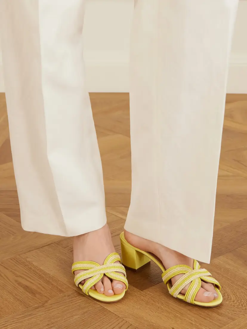 Aquazzura Day Dream 50 Metallic Raffia Mules | Thumbnail 2
