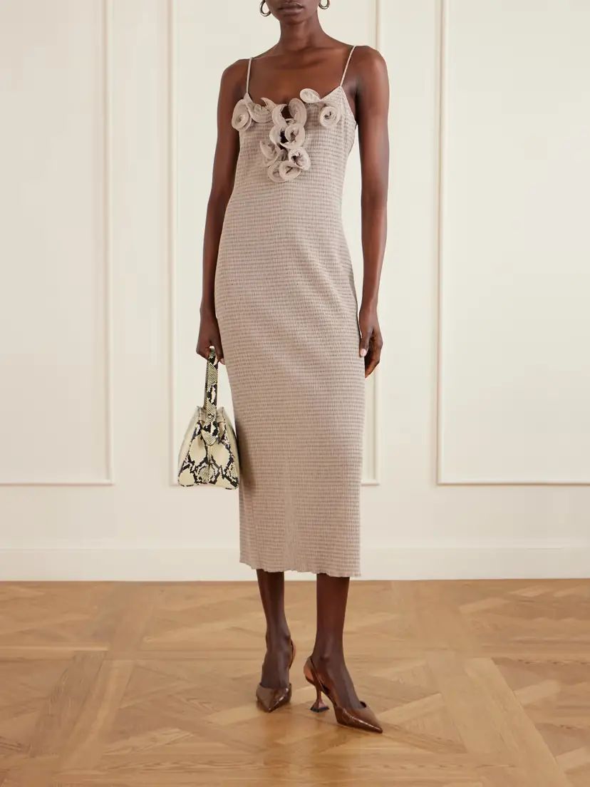 Magda Butrym Embellished Textured Woven Midi Dress | Thumbnail 2 Magda Butrym Embellished Textured Woven Midi Dress | Thumbnail 2