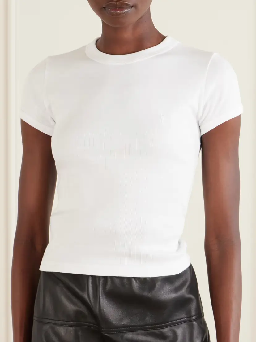 Saint Laurent Cropped Jersey T-shirt | Thumbnail 3