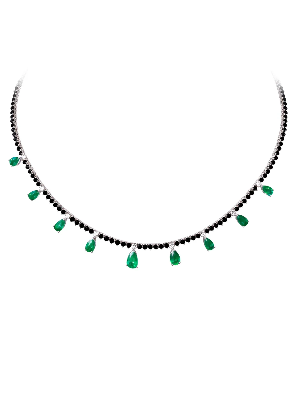13.17ct Diamond Emerald 14K Gold Floating Necklace 13.17ct Diamond Emerald 14K Gold Floating Necklace