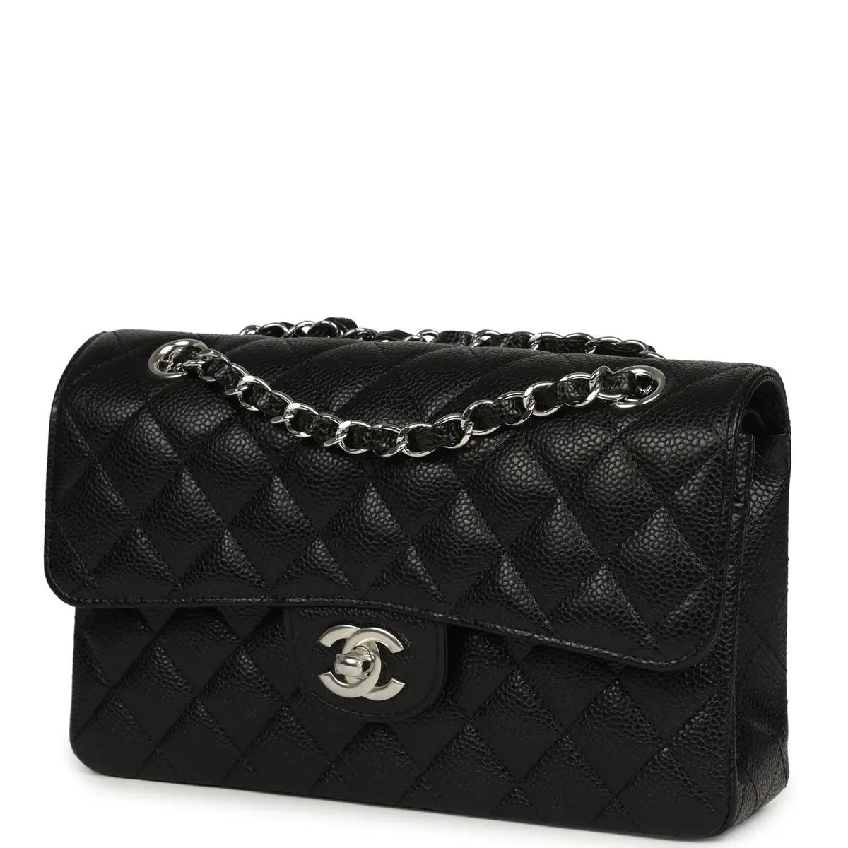 Chanel Chanel Small Classic Double Flap Black Caviar Silver Hardware | Thumbnail 5 Chanel Chanel Small Classic Double Flap Black Caviar Silver Hardware | Thumbnail 5