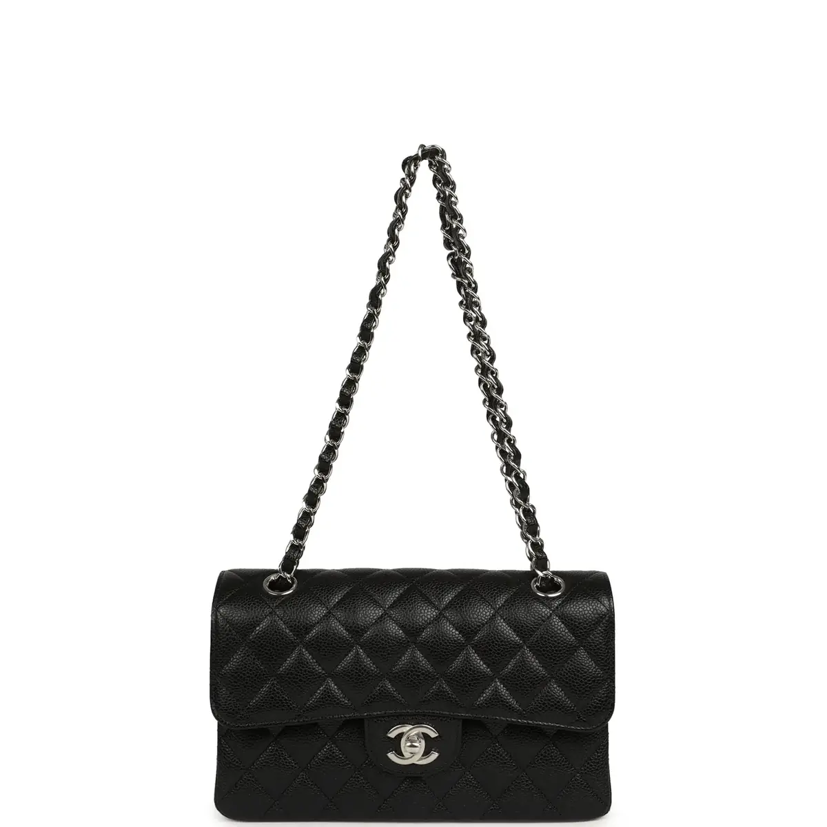 Chanel Chanel Small Classic Double Flap Black Caviar Silver Hardware | Thumbnail 7 Chanel Chanel Small Classic Double Flap Black Caviar Silver Hardware | Thumbnail 7