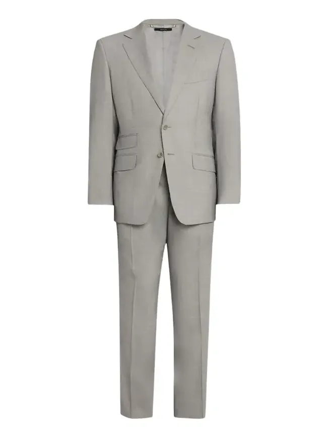 Men's Wool Basketweave Notch-Lapel Two-Piece Suit