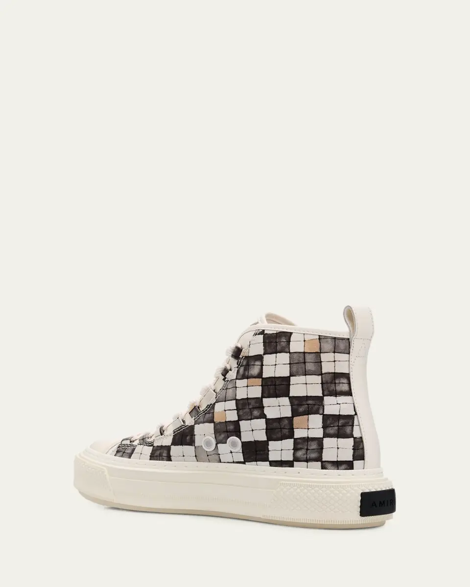 Amiri Men's Checkered Court Canvas High-Top Sneakers | Thumbnail 2 Amiri Men's Checkered Court Canvas High-Top Sneakers | Thumbnail 2