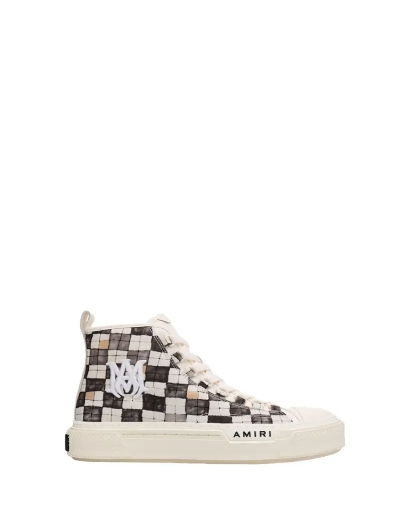 Amiri Men's Checkered Court Canvas High-Top Sneakers | Image 1 Amiri Men's Checkered Court Canvas High-Top Sneakers | Image 1