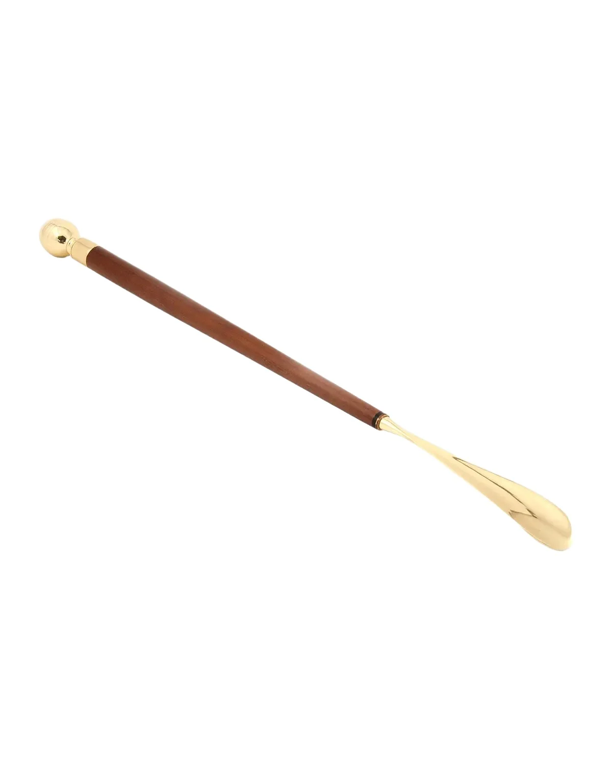 Teak Wood Shoe Horn w/ Brass Accents