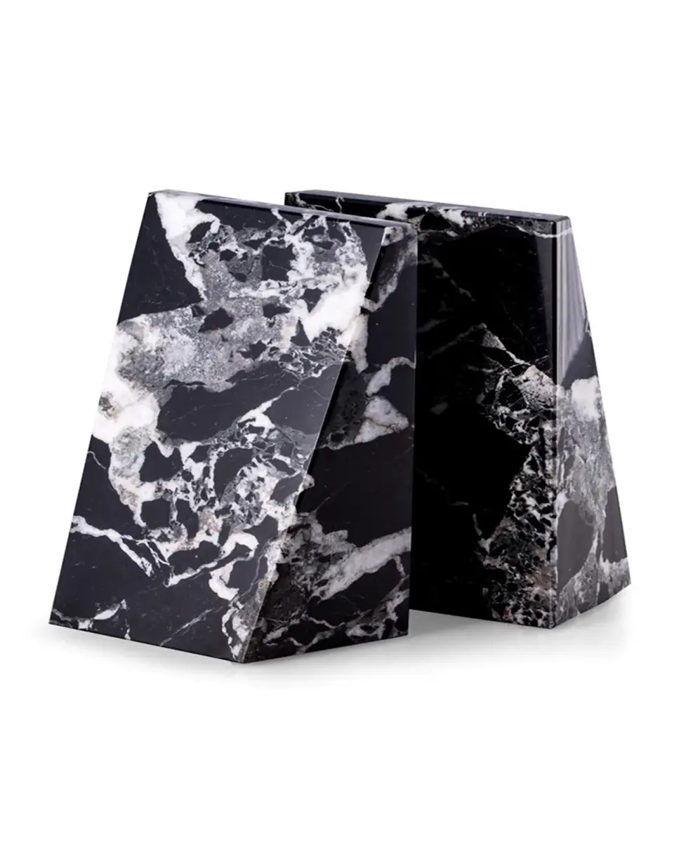 Bey-Berk Zebra Marble Wedge Bookend | Thumbnail 2