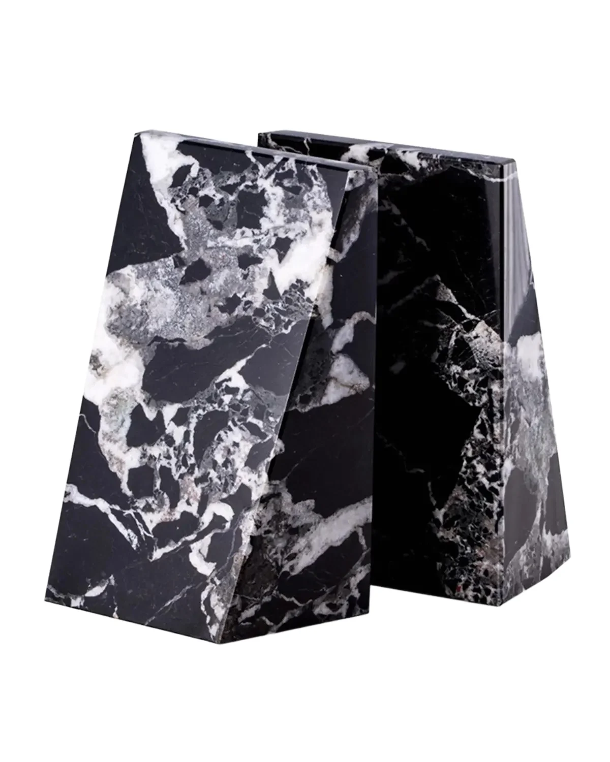 Bey-Berk Zebra Marble Wedge Bookend