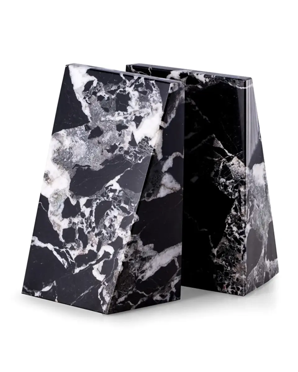 Bey-Berk Zebra Marble Wedge Bookend