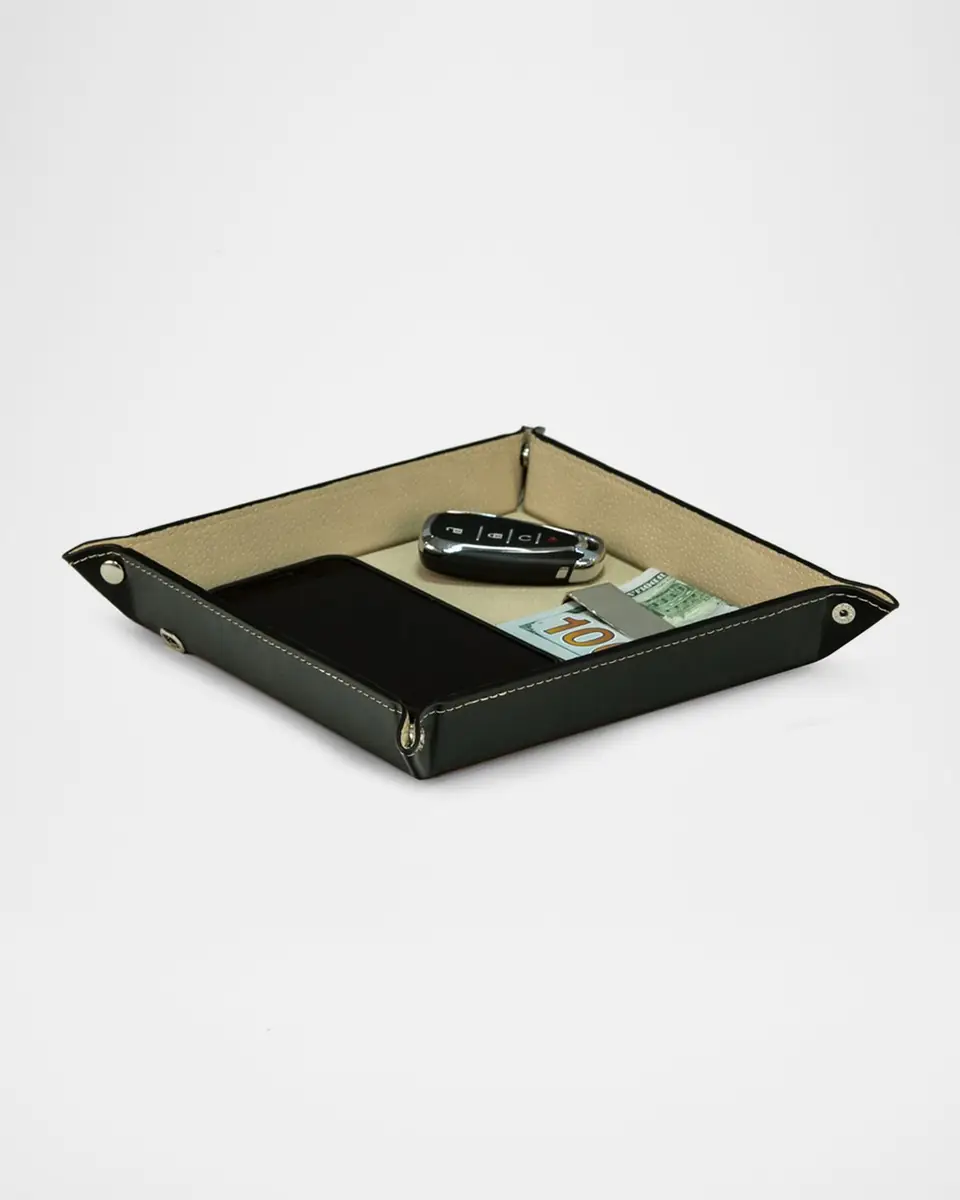 Bey-Berk Square Leather Valet Tray | Thumbnail 2