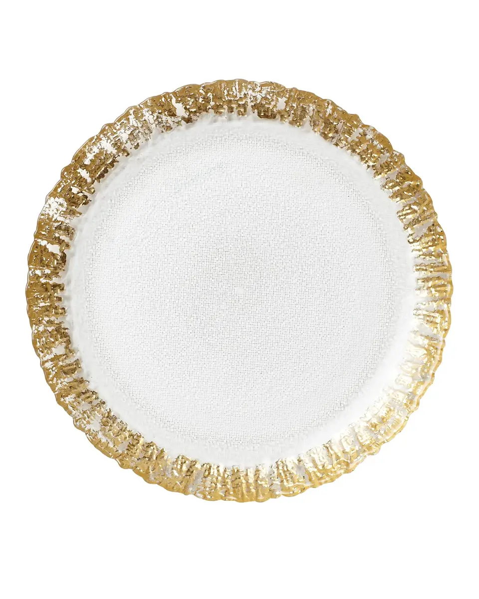 Vietri Rufolo Glass Salad Plate with Gold Rim | Image 1 Vietri Rufolo Glass Salad Plate with Gold Rim | Image 1