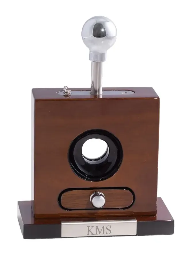 Bey-Berk Men's Personalized Wooden Tabletop Cigar Cutter