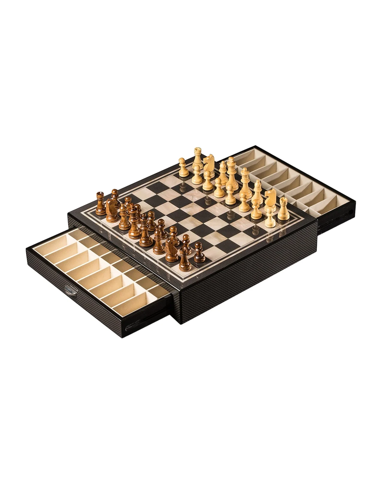 Bey-Berk Carbon Fiber-Design Chess Set