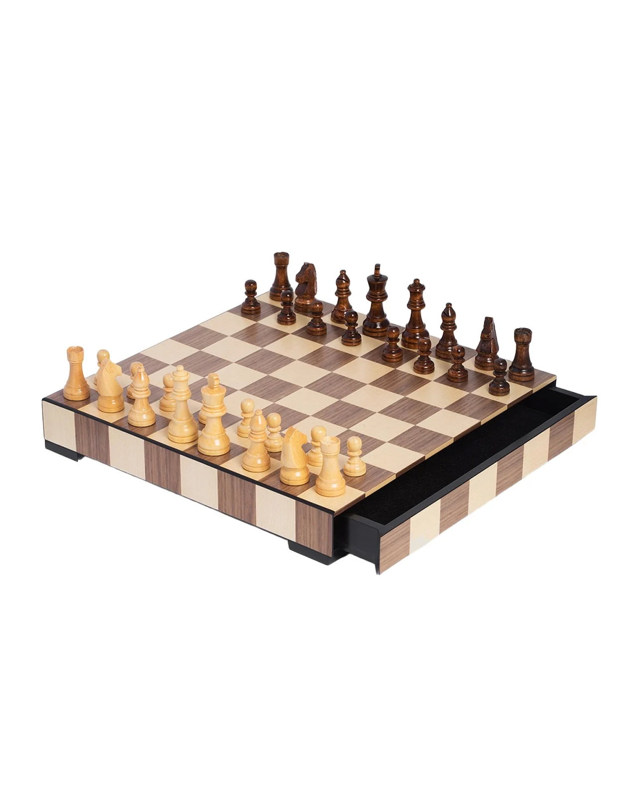 Bey-Berk Wood Matte Inlay Chess/Checkers Set