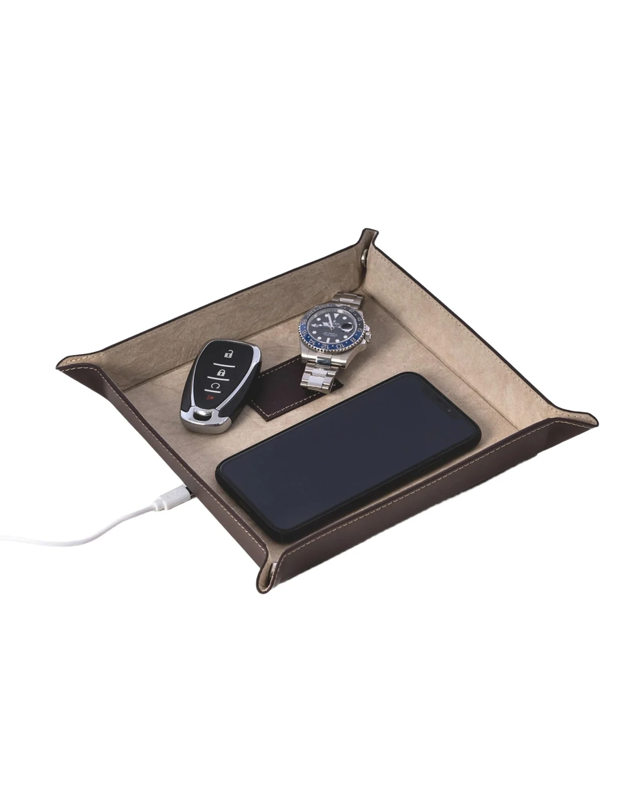Men's Personalized Leather/Velour Charge Station Men's Personalized Leather/Velour Charge Station