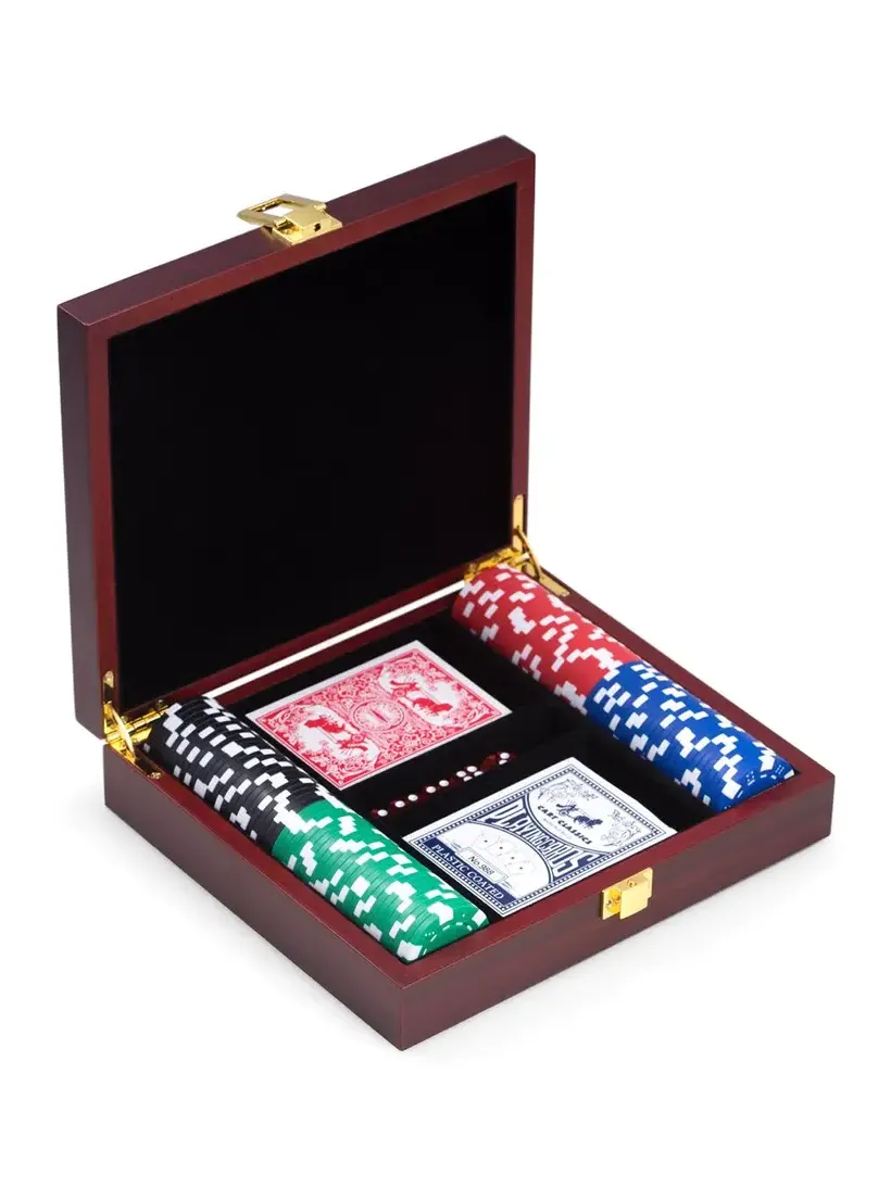 Bey-Berk Men's Personalized Wooden Poker Set