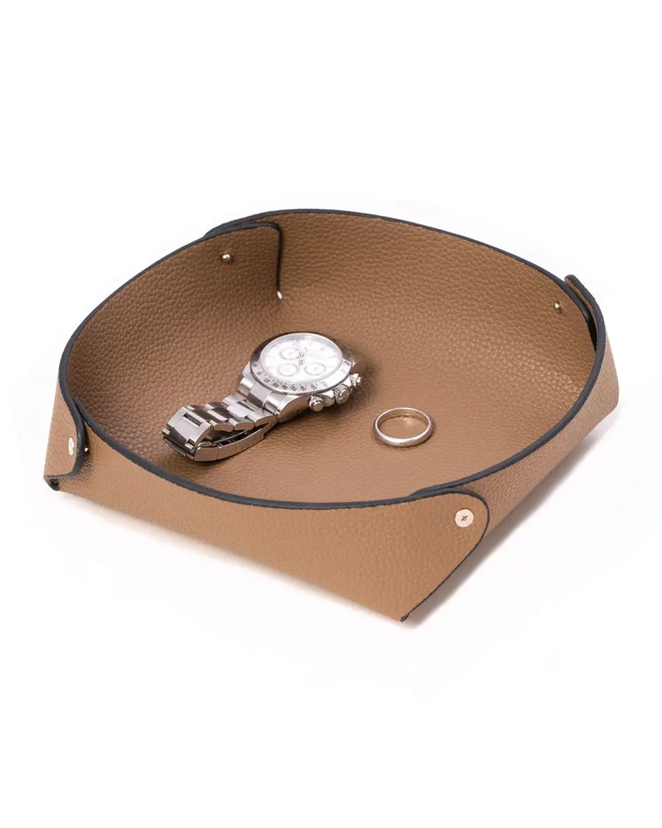 Bey-Berk Men's Round Leather Valet Tray | Thumbnail 2