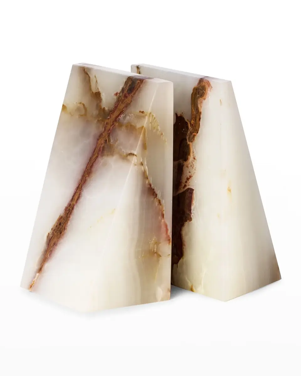 Bey-Berk Men's Solid Marble Wedge Bookends