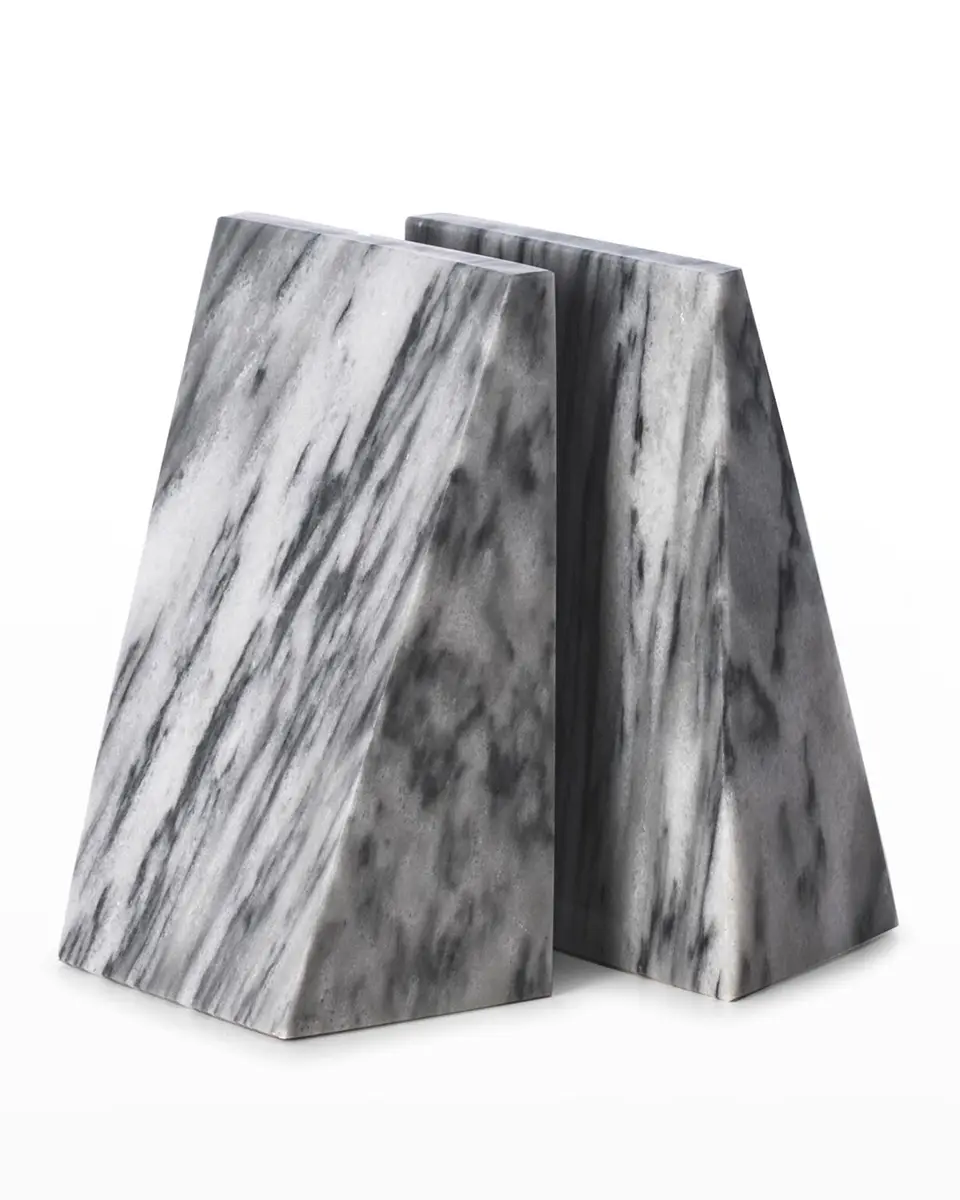 Bey-Berk Men's Solid Marble Wedge Bookends