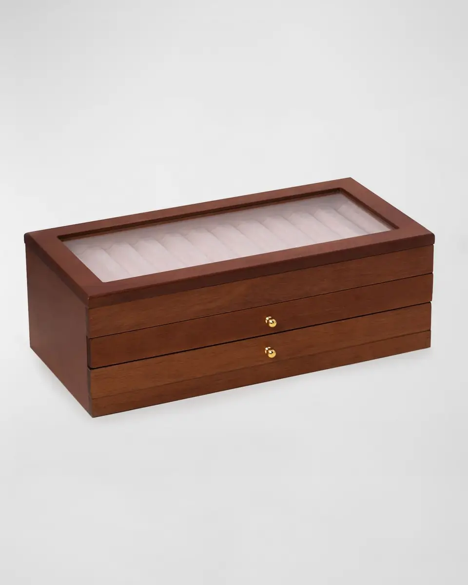 Bey-Berk Men's 36-Pen Cherry Wood 3-Level Storage Case | Thumbnail 2