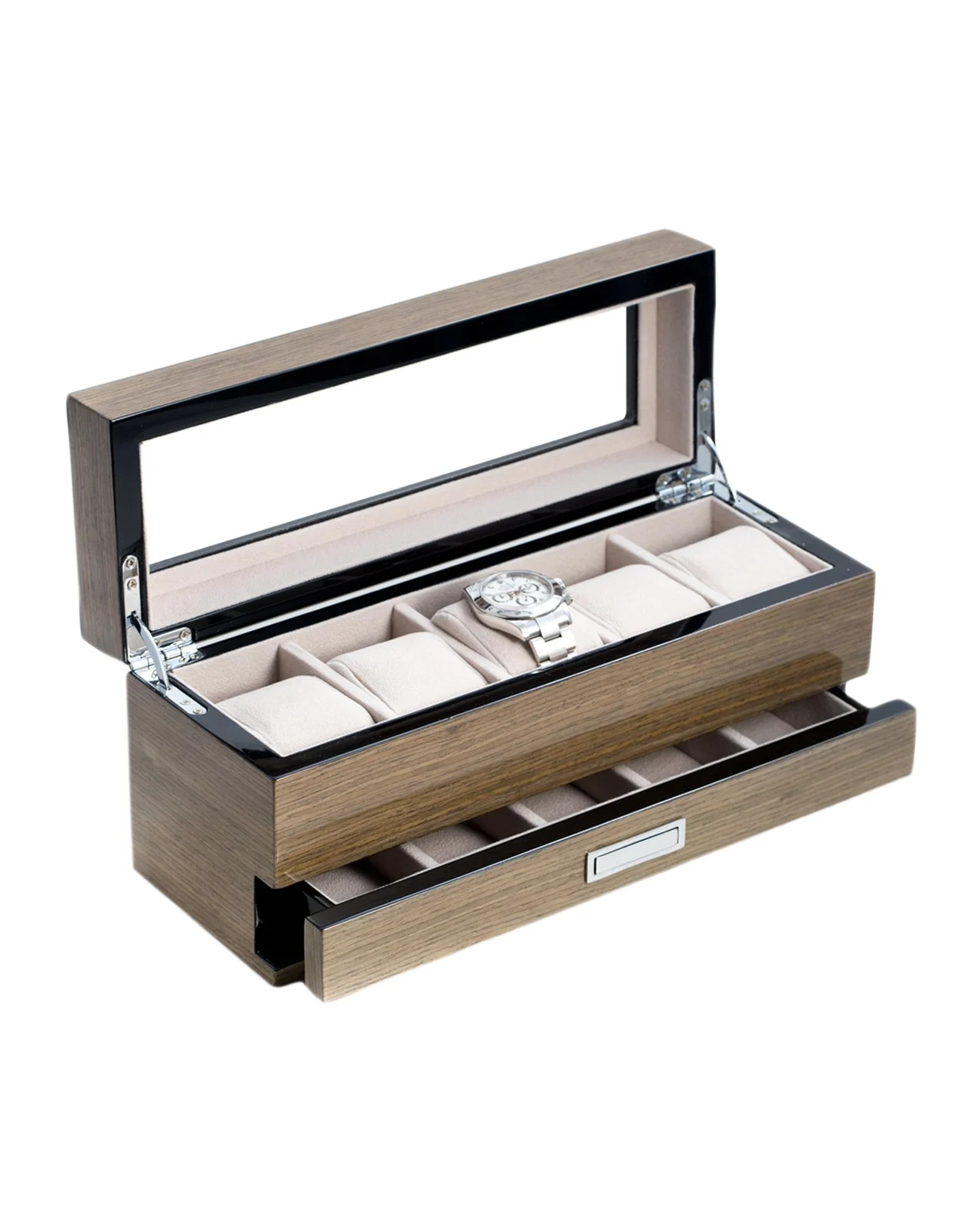 Men's 5-Watch Lacquered Wood Storage Box