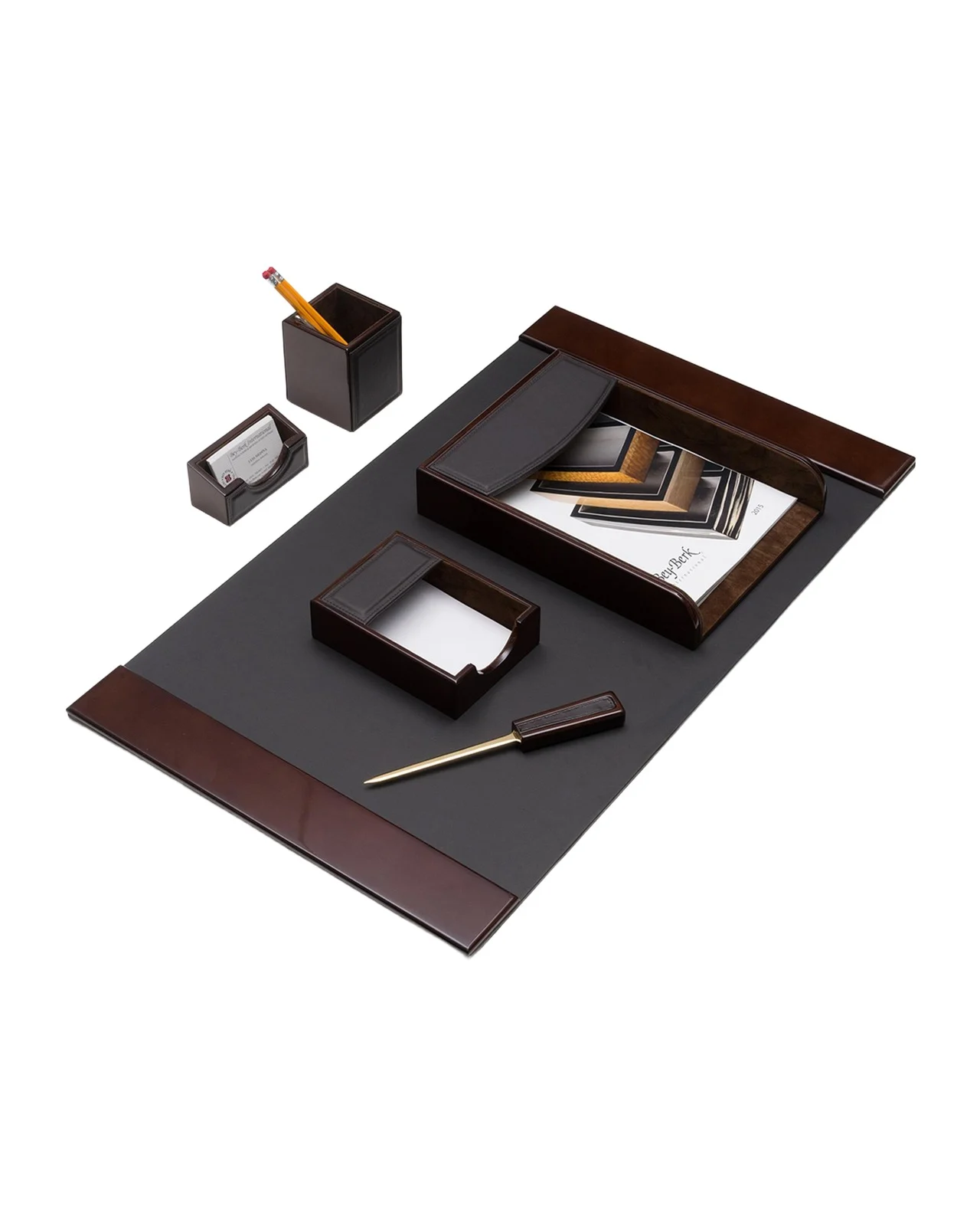 Bey-Berk 6-Piece Leather Desk Set
