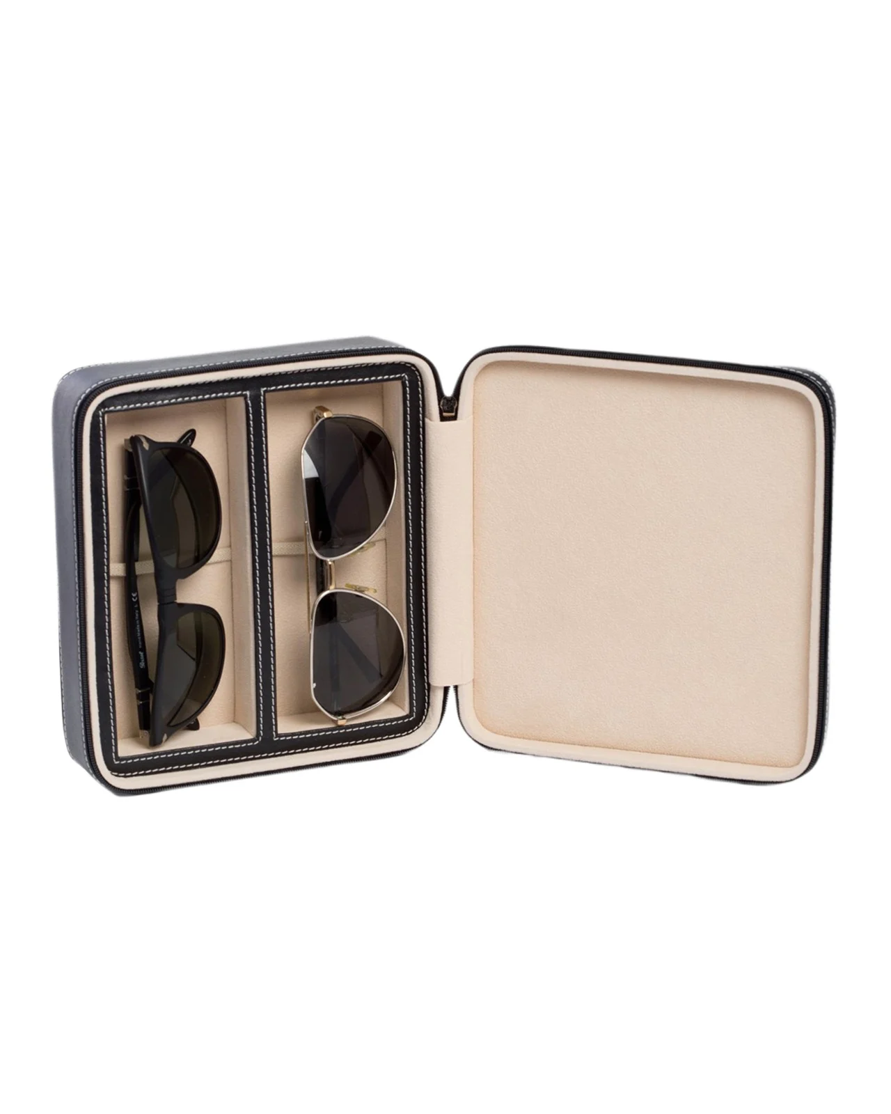 Men's 2-Watch/Sunglass Leather Travel Case