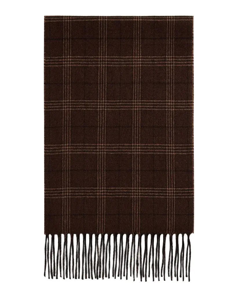 PIACENZA 1733 Men's Baltazar Herringbone to Plaid Silk and Cashmere Scarf | Image 1 PIACENZA 1733 Men's Baltazar Herringbone to Plaid Silk and Cashmere Scarf | Image 1