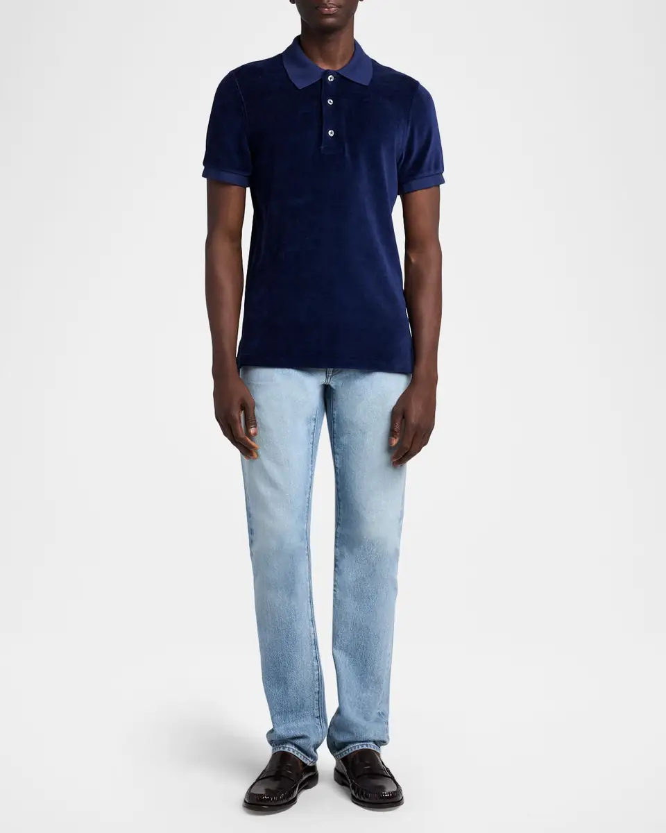 Tom Ford Men's Velour Classic-Fit Polo Shirt | Thumbnail 2