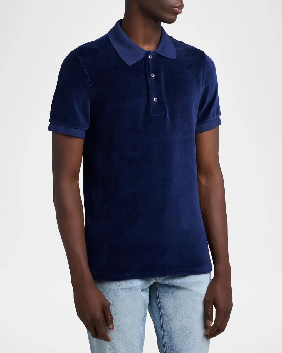 Tom Ford Men's Velour Classic-Fit Polo Shirt | Thumbnail 4