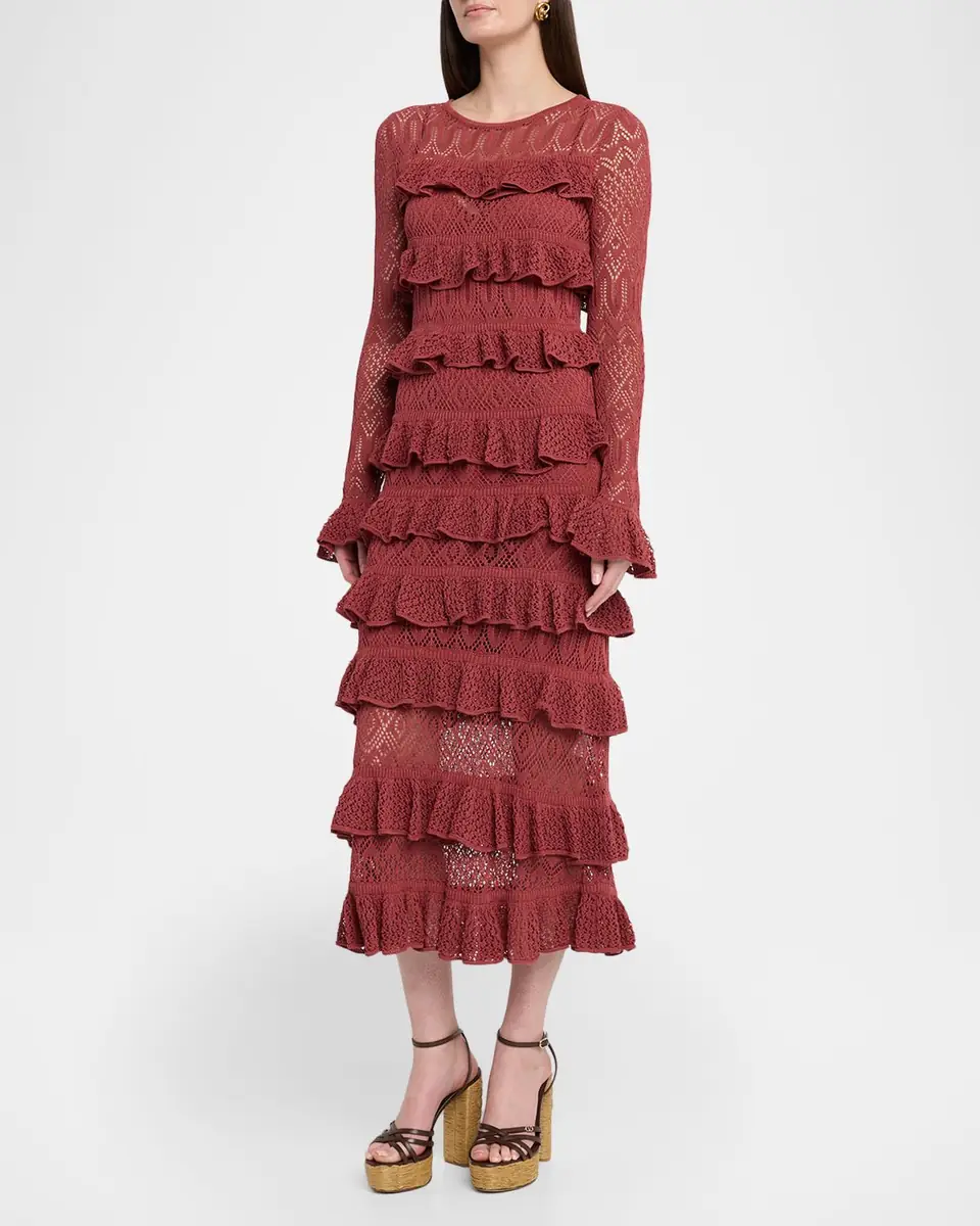 Zimmermann Wanderlust Lace Frill Midi Dress | Thumbnail 4 Zimmermann Wanderlust Lace Frill Midi Dress | Thumbnail 4