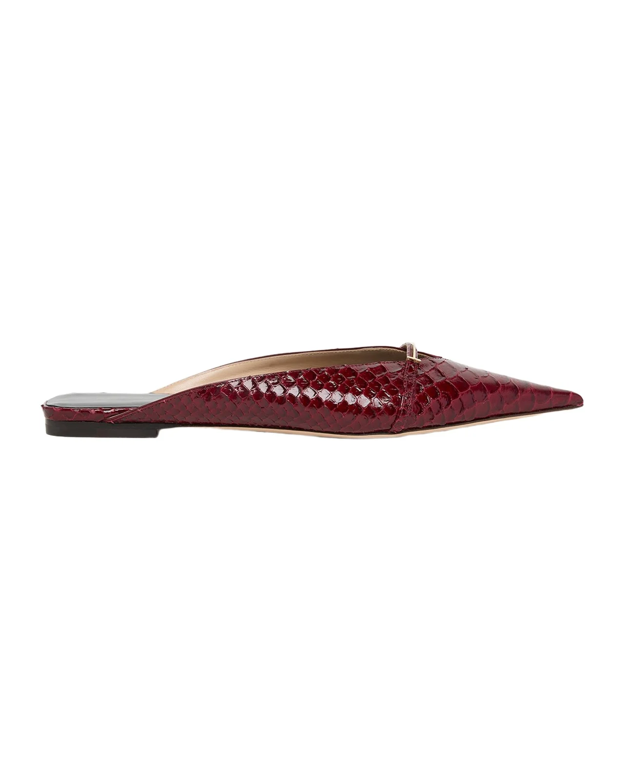Croc-Effect Leather Flat Mules
