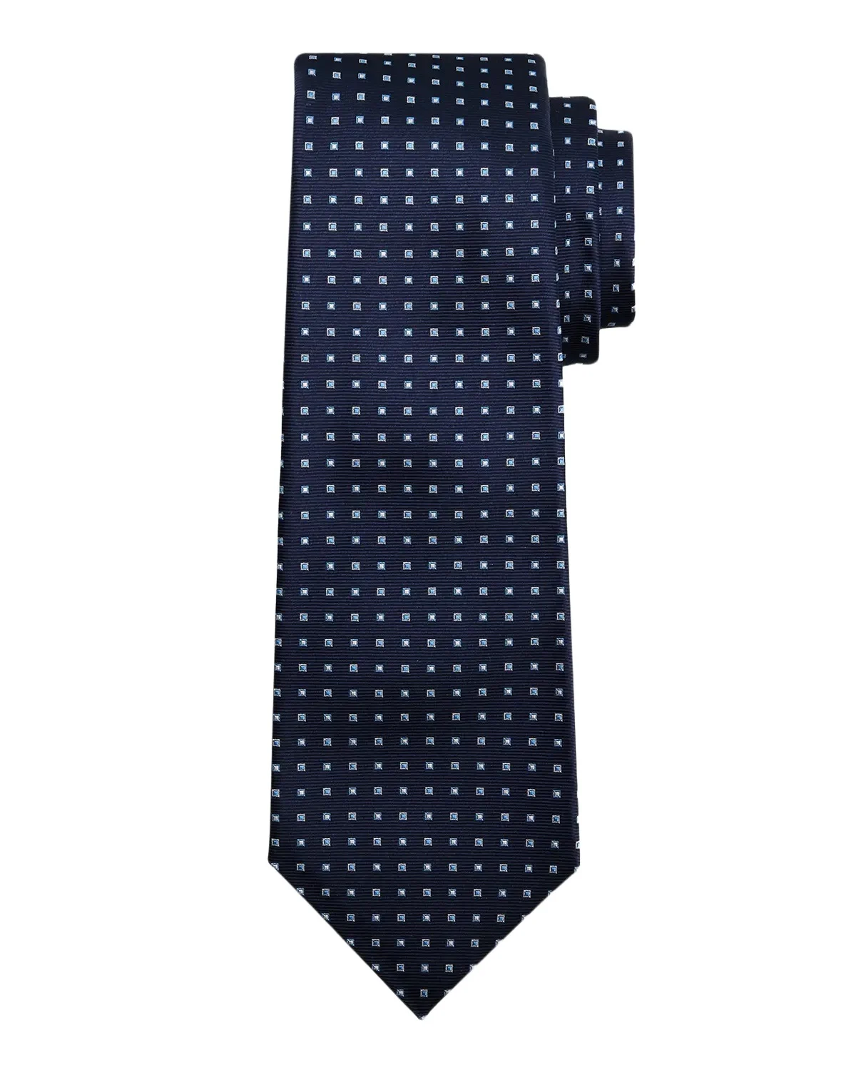 Kiton Men's Micro-Geometric Silk 7-Fold Tie