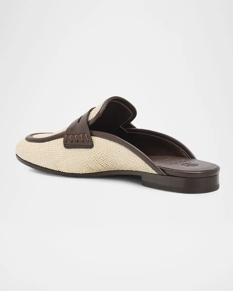 Brunello Cucinelli Micro Raffia and Leather Low-Top Sneakers | Thumbnail 2 Brunello Cucinelli Micro Raffia and Leather Low-Top Sneakers | Thumbnail 2