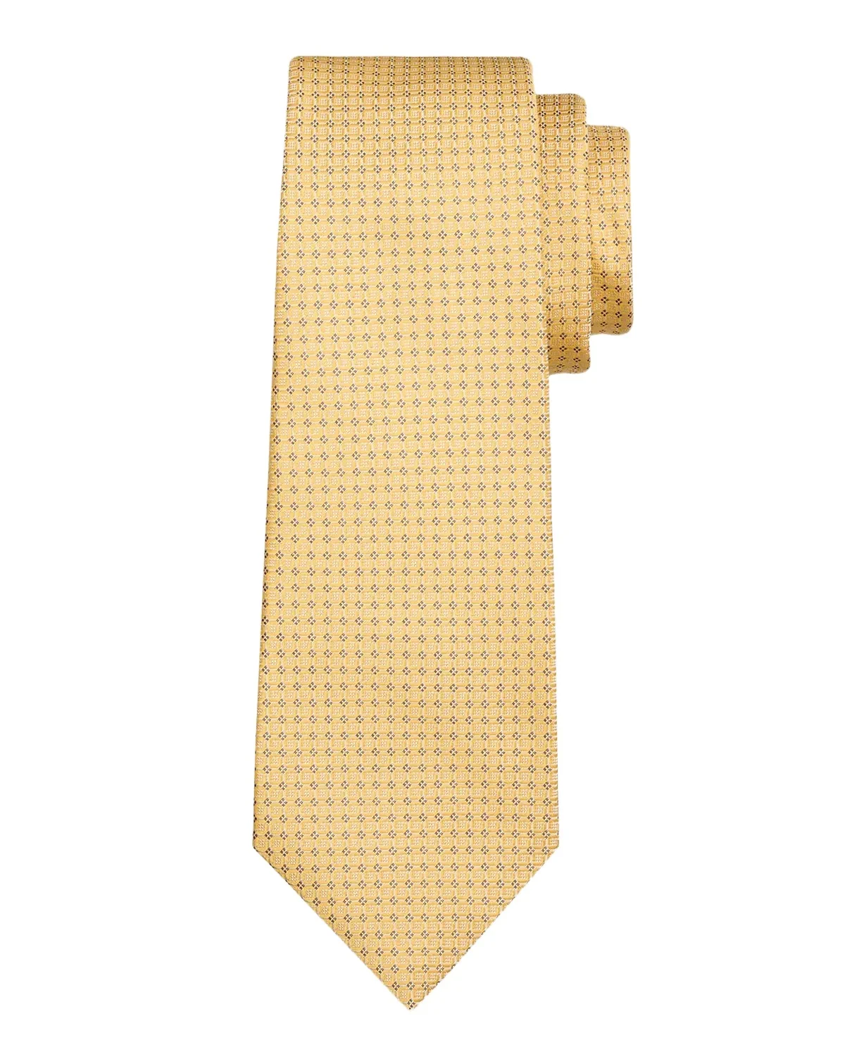 Kiton Men's Micro-Geometric Silk 7-Fold Tie