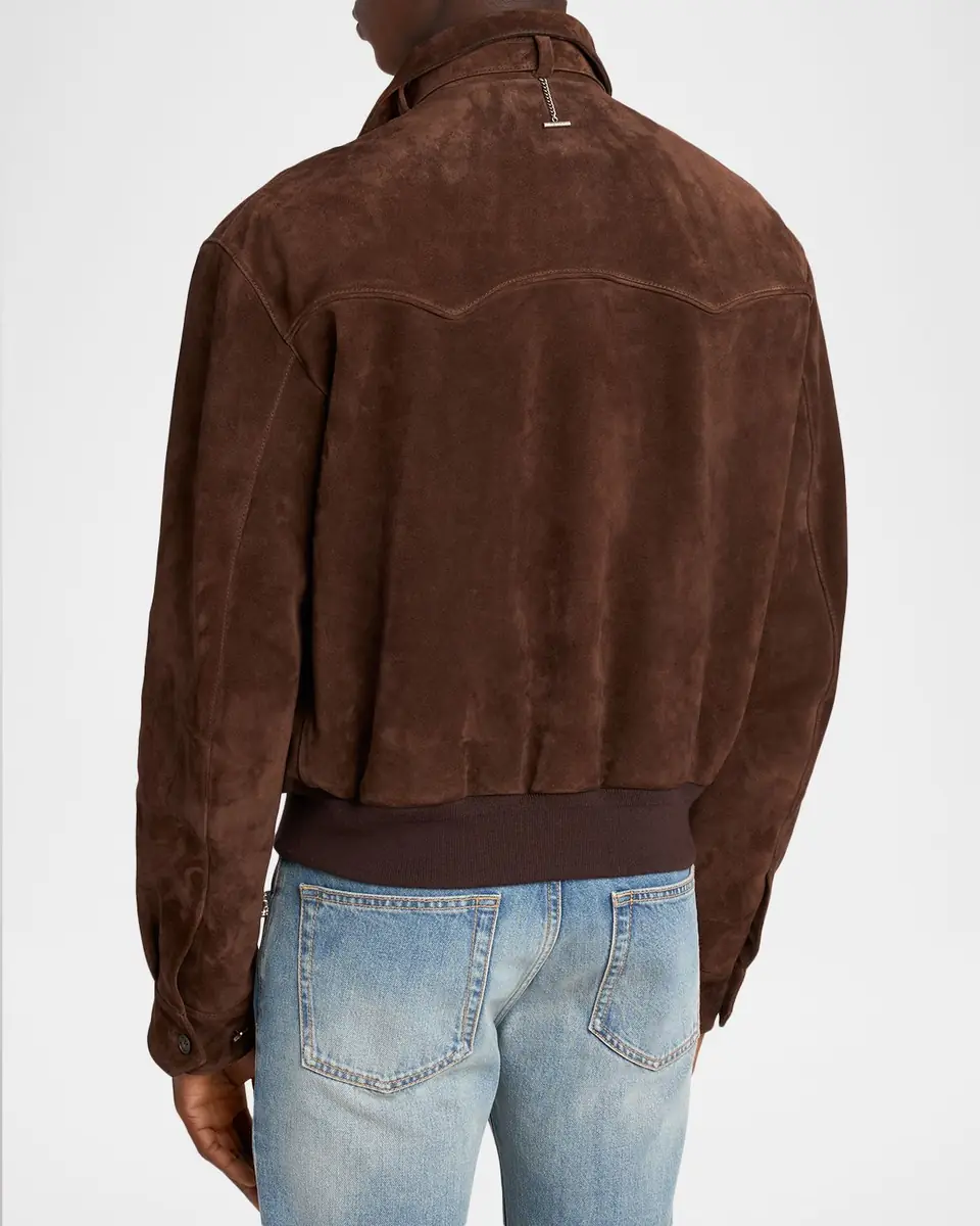 Alexander McQueen Men's Harrington Cropped Leather Bomber Jacket | Thumbnail 7 Alexander McQueen Men's Harrington Cropped Leather Bomber Jacket | Thumbnail 7