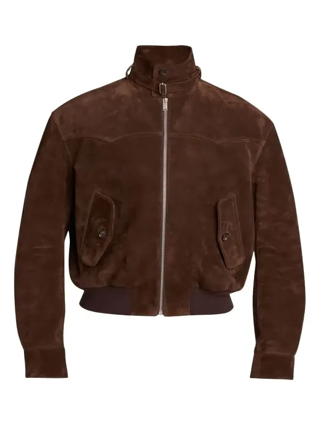Men's Harrington Cropped Leather Bomber Jacket