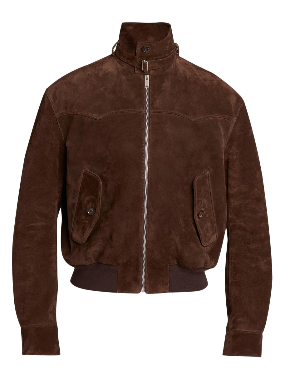 Alexander McQueen Men's Harrington Cropped Leather Bomber Jacket
